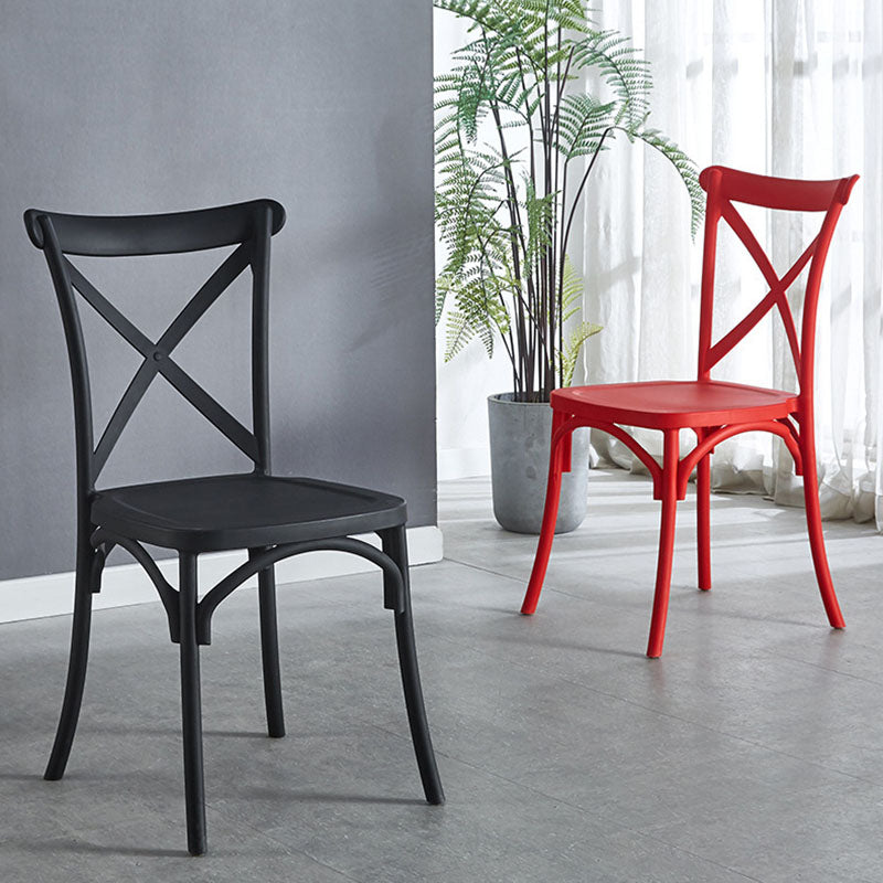 Contemporary Plastic Chair Cross Back Side Chair in Matte Finish for Home