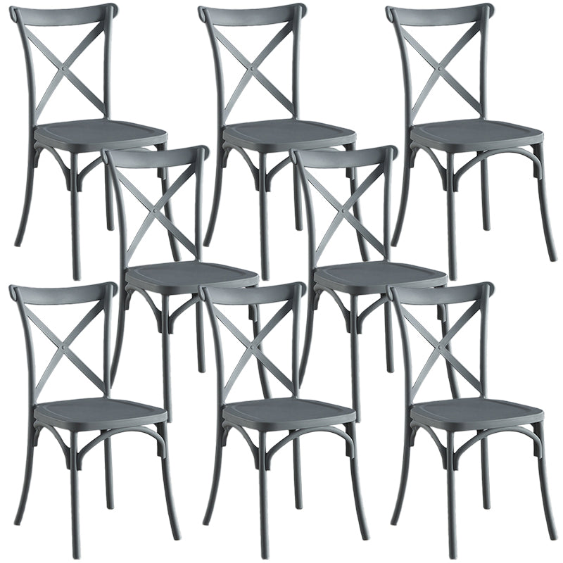 Contemporary Plastic Chair Cross Back Side Chair in Matte Finish for Home