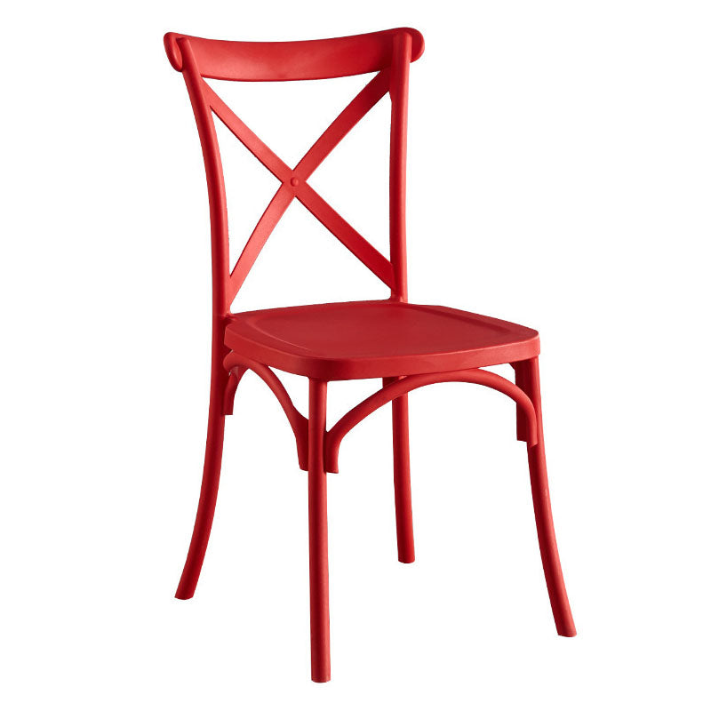 Contemporary Plastic Chair Cross Back Side Chair in Matte Finish for Home