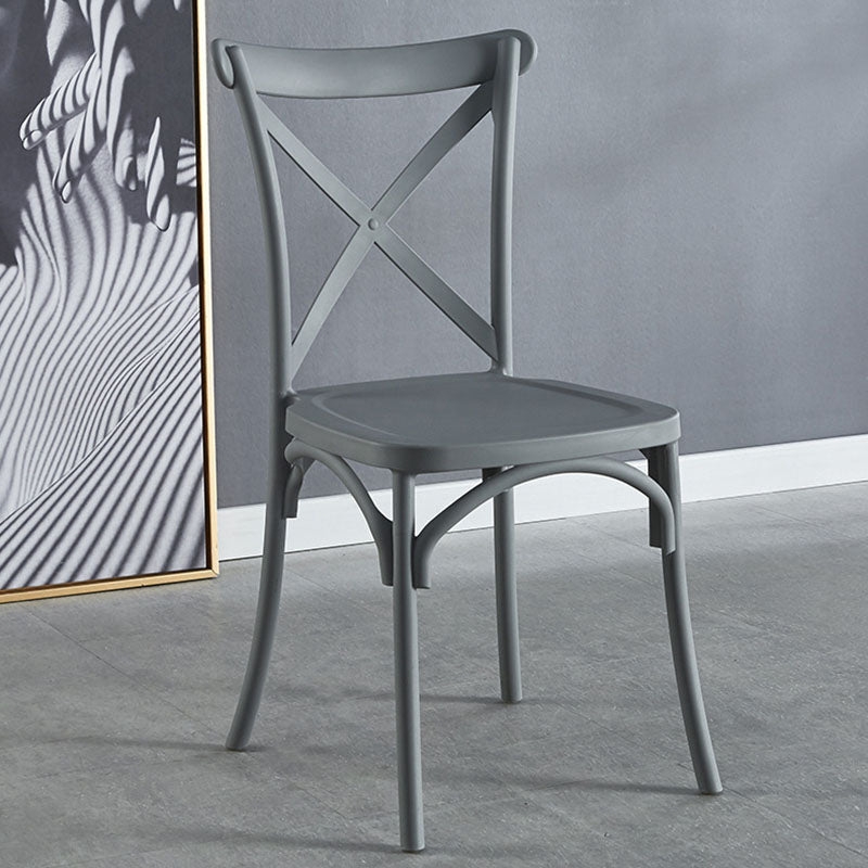 Contemporary Plastic Chair Cross Back Side Chair in Matte Finish for Home