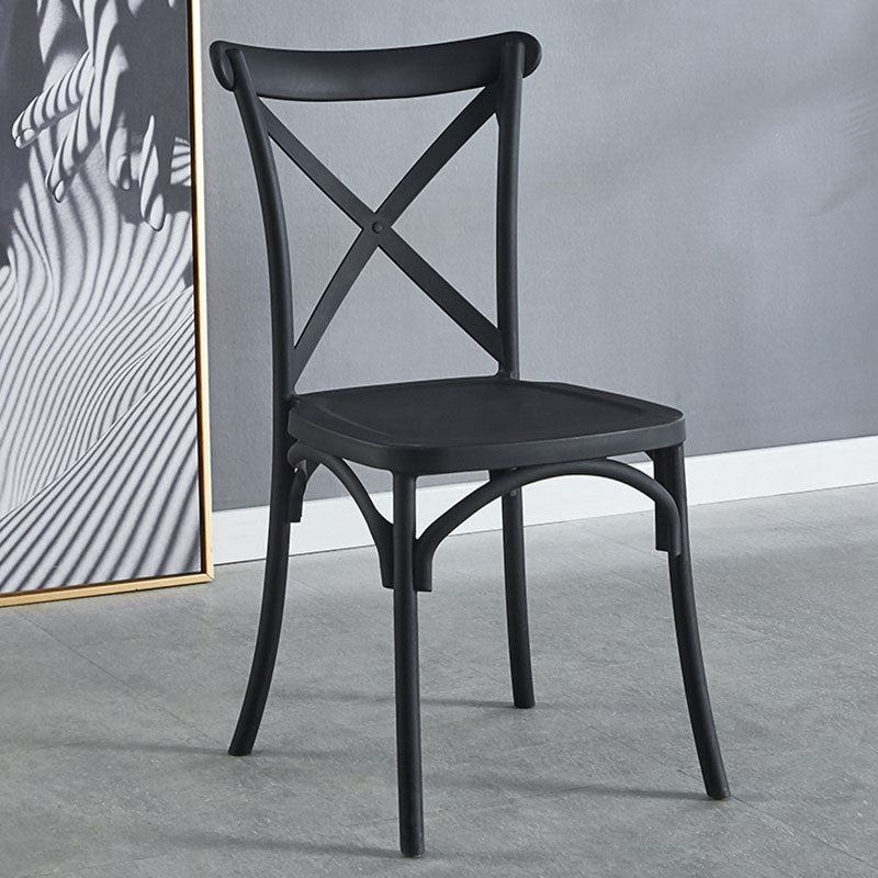 Contemporary Plastic Chair Cross Back Side Chair in Matte Finish for Home