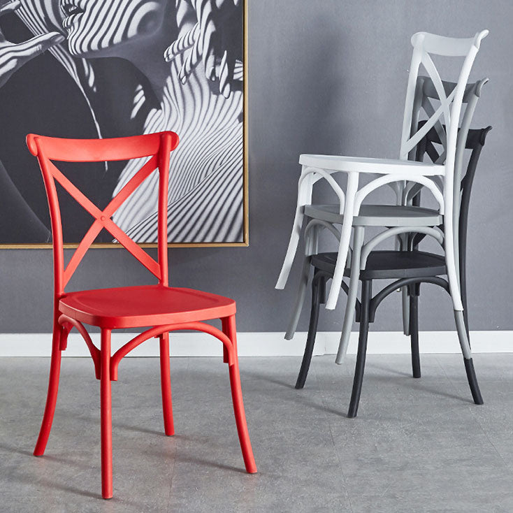 Contemporary Plastic Chair Cross Back Side Chair in Matte Finish for Home