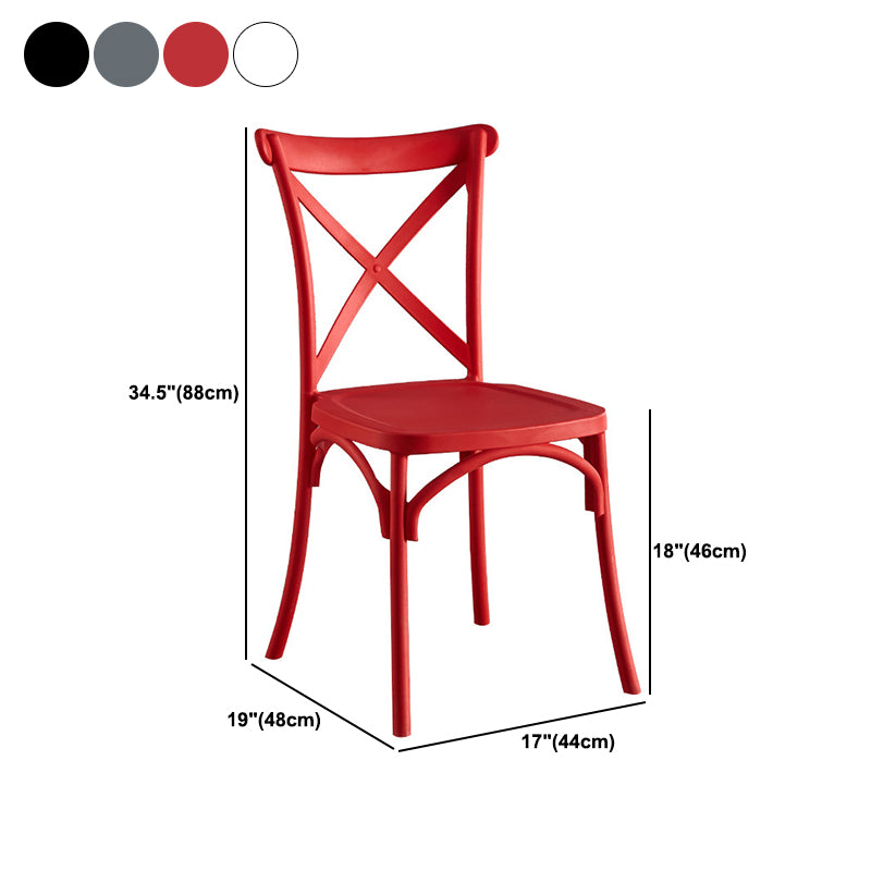 Contemporary Plastic Chair Cross Back Side Chair in Matte Finish for Home