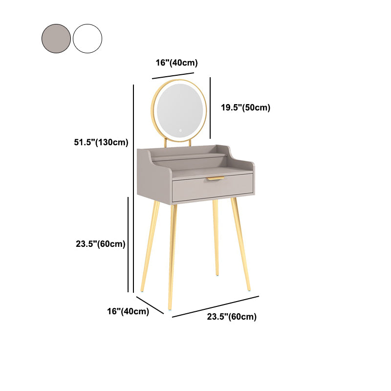 Glam Wooden Make-up Vanity With Drawer in White/grey for Bedroom