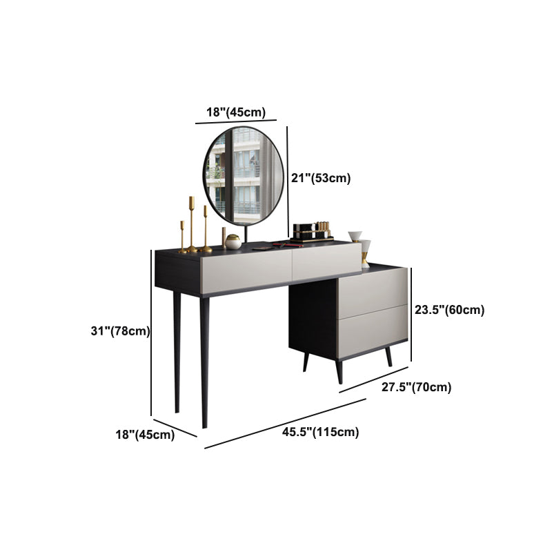 Modern Style White Wood-based Material Countertop Black Base with 4 Drawer Dresser