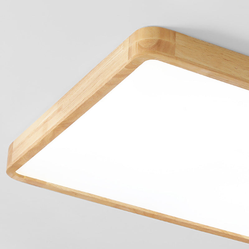 Minimalism Square Flush Mount Light Wood LED Ceiling Light for Bedroom