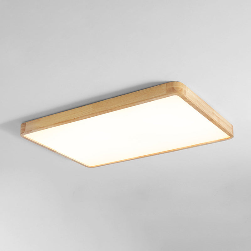 Minimalism Square Flush Mount Light Wood LED Ceiling Light for Bedroom