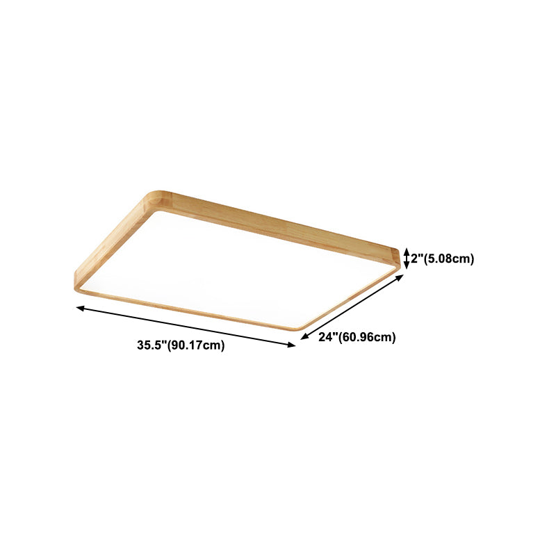 Minimalism Square Flush Mount Light Wood LED Ceiling Light for Bedroom