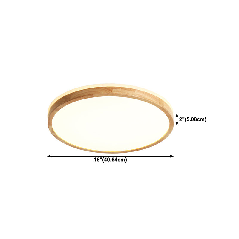 Minimalism Round Flush Mount Light Wood LED Ceiling Light for Bedroom