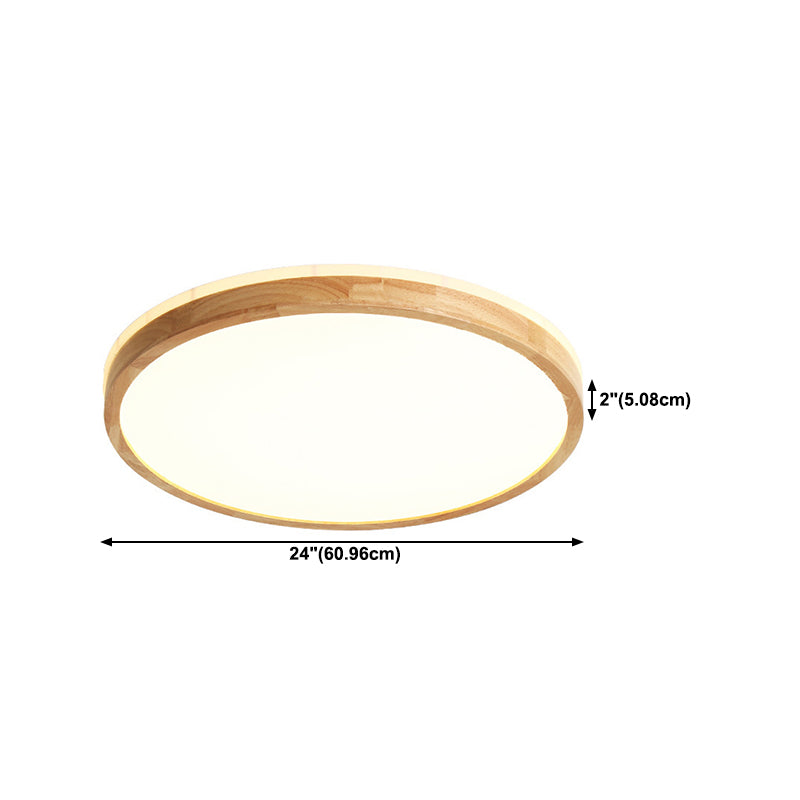 Minimalism Round Flush Mount Light Wood LED Ceiling Light for Bedroom