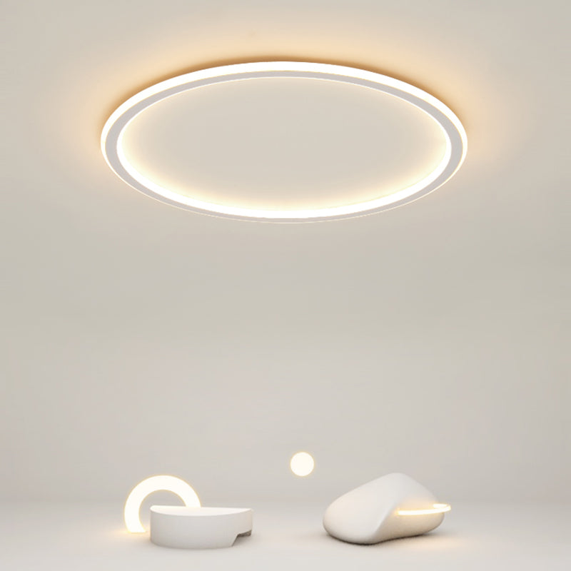 Circle Shape Flush Mount Modern Metal Ceiling Light with Silicone Shade for Living Room