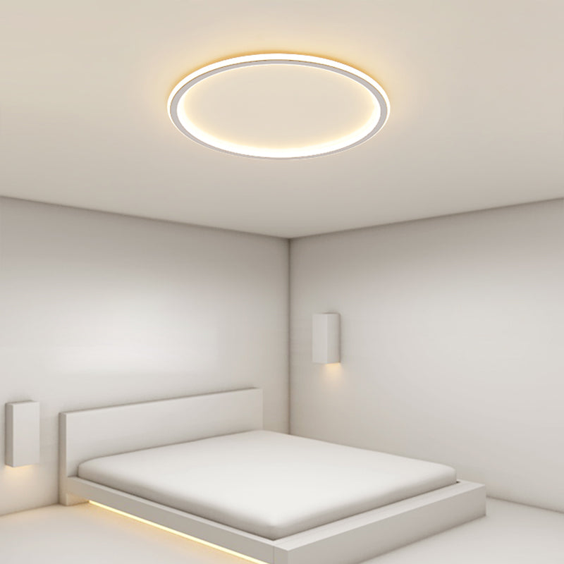 Circle Shape Flush Mount Modern Metal Ceiling Light with Silicone Shade for Living Room