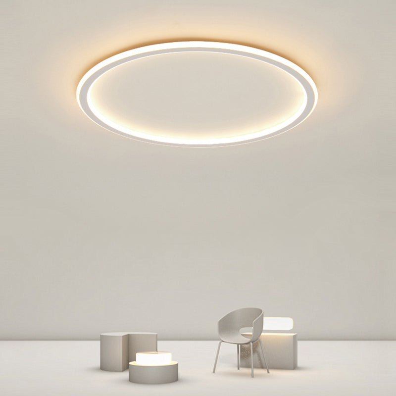 Circle Shape Flush Mount Modern Metal Ceiling Light with Silicone Shade for Living Room