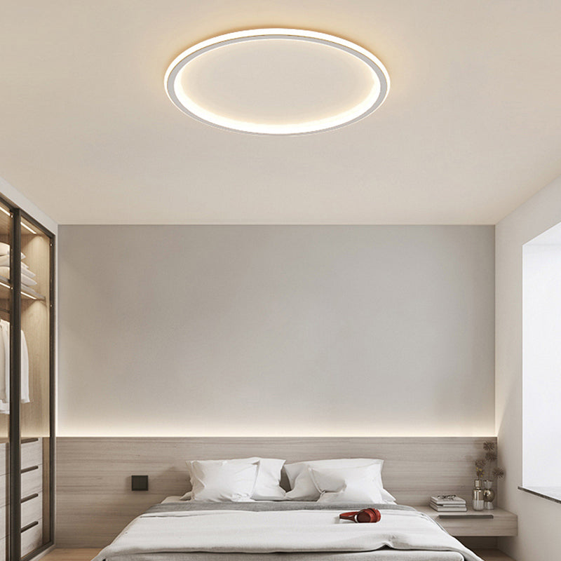 Circle Shape Flush Mount Modern Metal Ceiling Light with Silicone Shade for Living Room