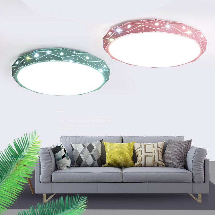 Nordic Style Macaron Flush Mount Light 18" Wide LED Ceiling Light with Metal for Bedroom