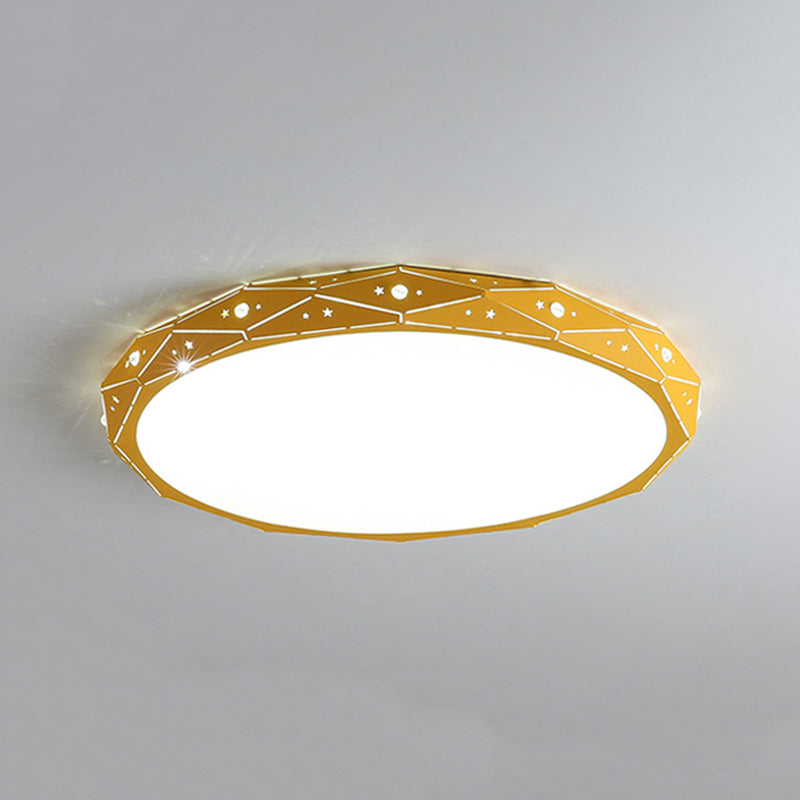 Nordic Style Macaron Flush Mount Light 18" Wide LED Ceiling Light with Metal for Bedroom