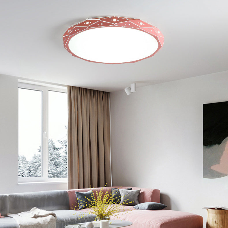 Nordic Style Macaron Flush Mount Light 18" Wide LED Ceiling Light with Metal for Bedroom