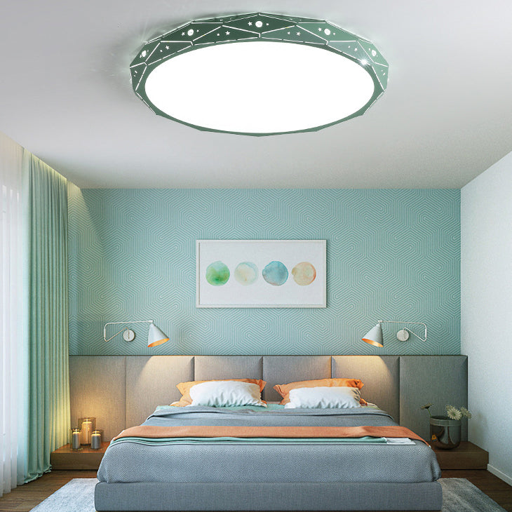 Nordic Style Macaron Flush Mount Light 18" Wide LED Ceiling Light with Metal for Bedroom