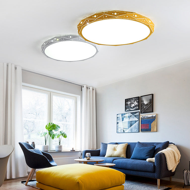 Nordic Style Macaron Flush Mount Light 18" Wide LED Ceiling Light with Metal for Bedroom