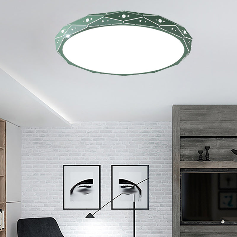 Nordic Style Macaron Flush Mount Light 18" Wide LED Ceiling Light with Metal for Bedroom