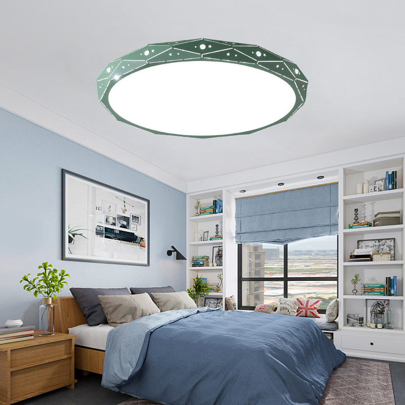 Nordic Style Macaron Flush Mount Light 18" Wide LED Ceiling Light with Metal for Bedroom