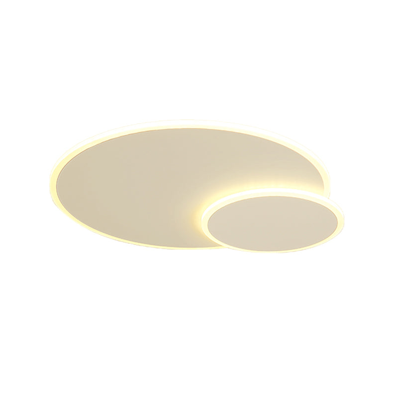 Circle Shape Ceiling Light Metal Flush Mount with Silicone Shade in White for Living Room