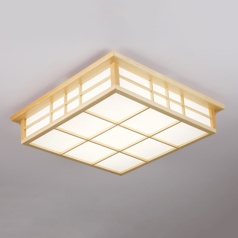 Simple Style Flush Mount Square LED Ceiling Light with Wood for Bedroom