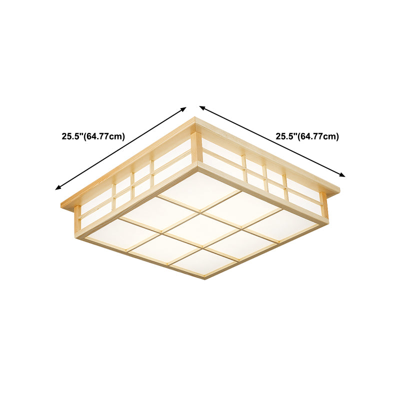 Simple Style Flush Mount Square LED Ceiling Light with Wood for Bedroom