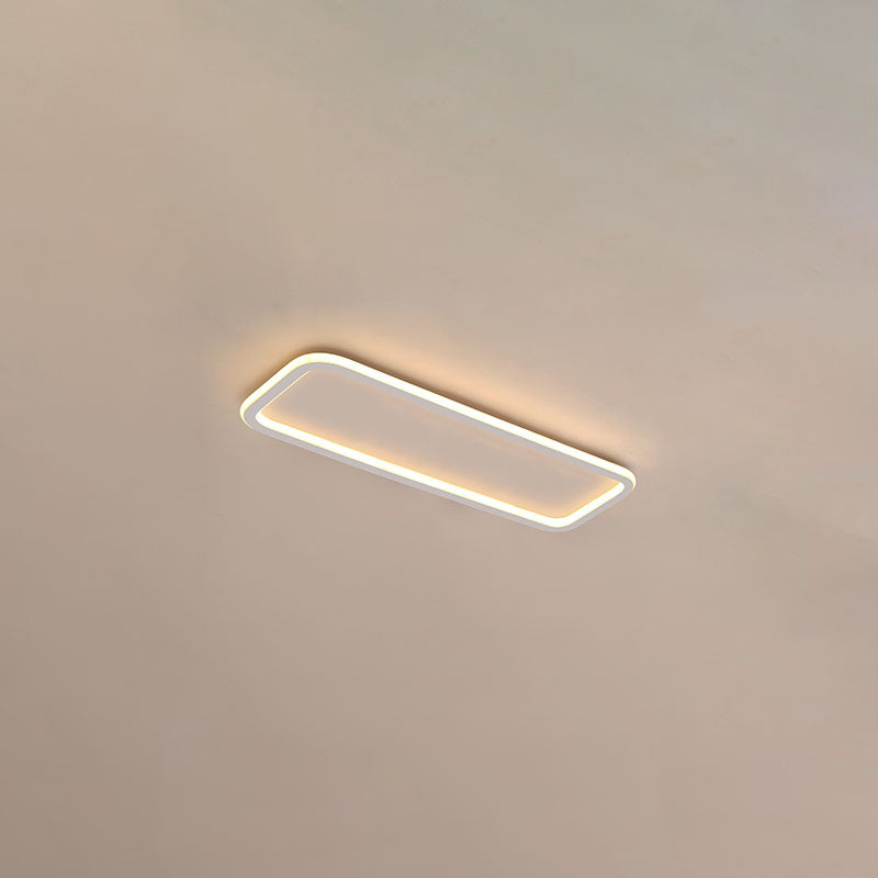 White Metal Ceiling Light Linear Shape Flush Mount with Silicone Shade for Living Room