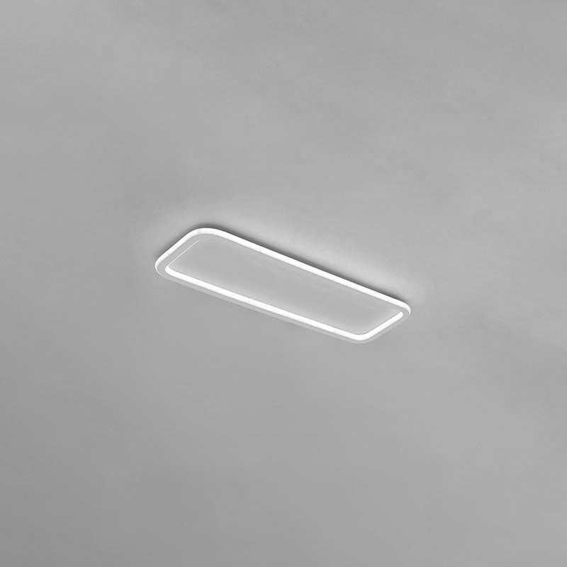 White Metal Ceiling Light Linear Shape Flush Mount with Silicone Shade for Living Room