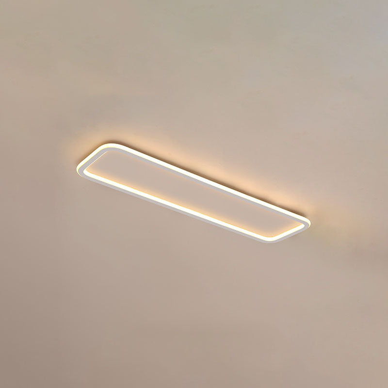 White Metal Ceiling Light Linear Shape Flush Mount with Silicone Shade for Living Room