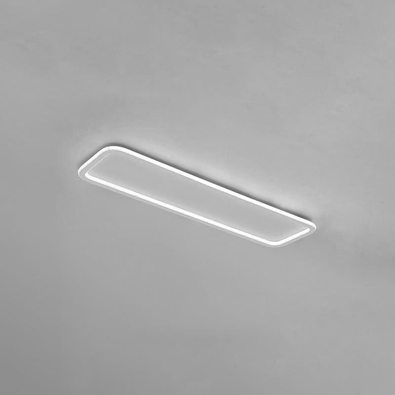 White Metal Ceiling Light Linear Shape Flush Mount with Silicone Shade for Living Room