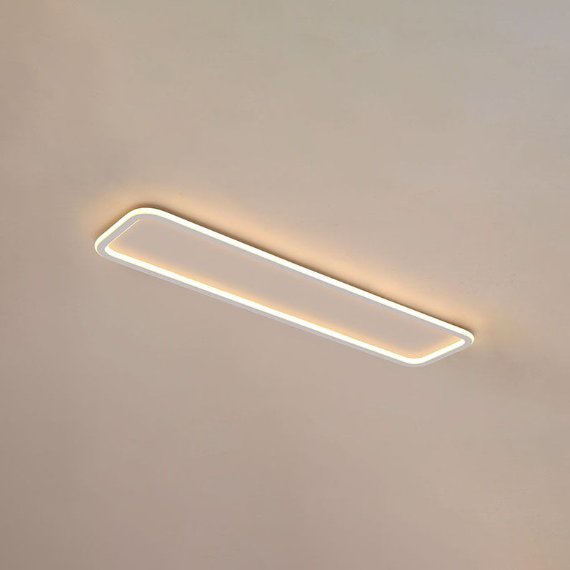 White Metal Ceiling Light Linear Shape Flush Mount with Silicone Shade for Living Room