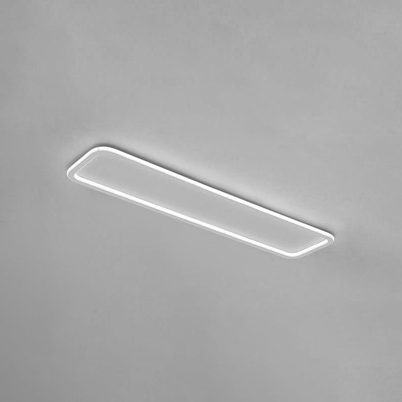 White Metal Ceiling Light Linear Shape Flush Mount with Silicone Shade for Living Room