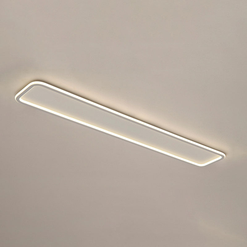 White Metal Ceiling Light Linear Shape Flush Mount with Silicone Shade for Living Room