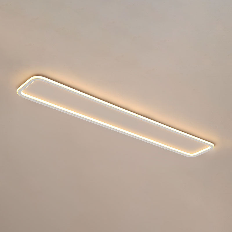 White Metal Ceiling Light Linear Shape Flush Mount with Silicone Shade for Living Room