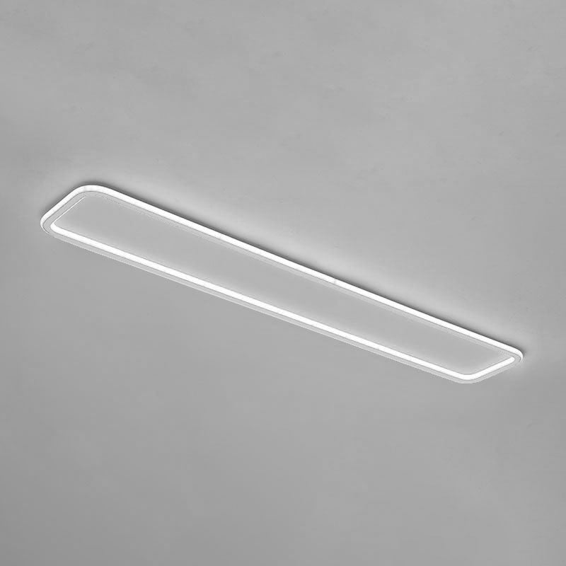 White Metal Ceiling Light Linear Shape Flush Mount with Silicone Shade for Living Room