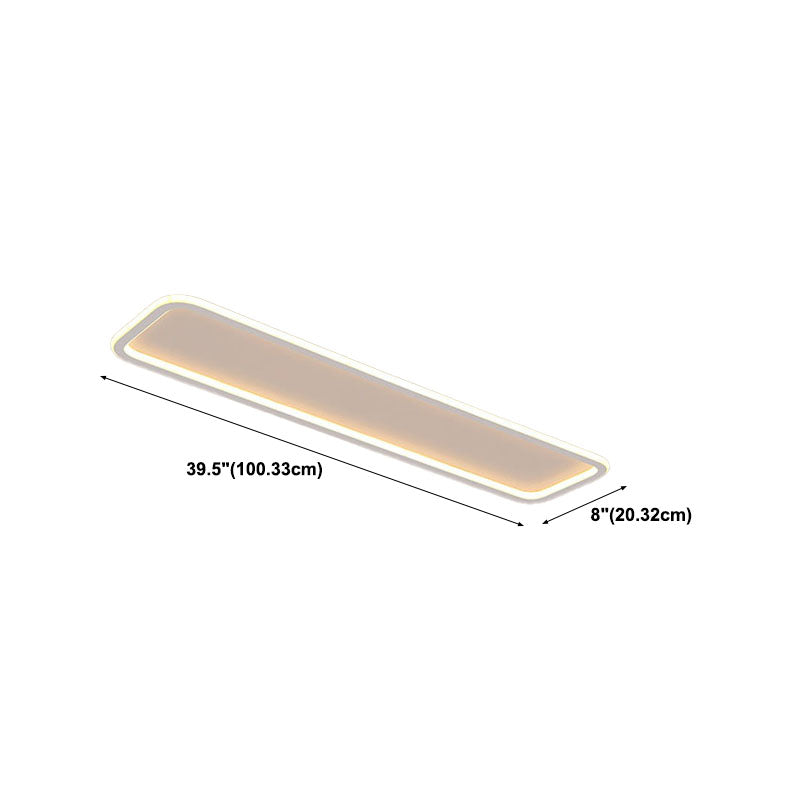 White Metal Ceiling Light Linear Shape Flush Mount with Silicone Shade for Living Room