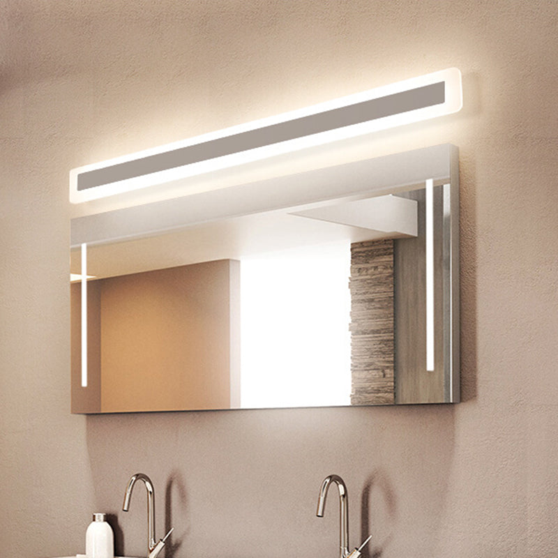 Metal Linear Shape Mirror Wall Light Modern 1-Light Mirror Wall Light Sconces in White