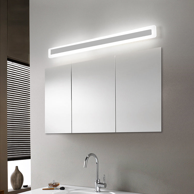 Metal Linear Shape Mirror Wall Light Modern 1-Light Mirror Wall Light Sconces in White