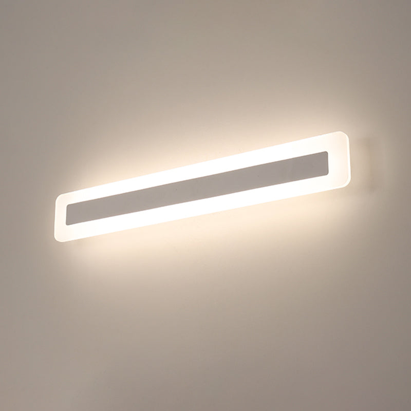 Metal Linear Shape Mirror Wall Light Modern 1-Light Mirror Wall Light Sconces in White