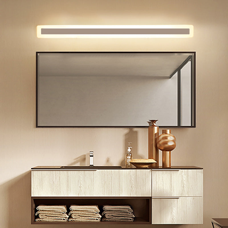 Metal Linear Shape Mirror Wall Light Modern 1-Light Mirror Wall Light Sconces in White