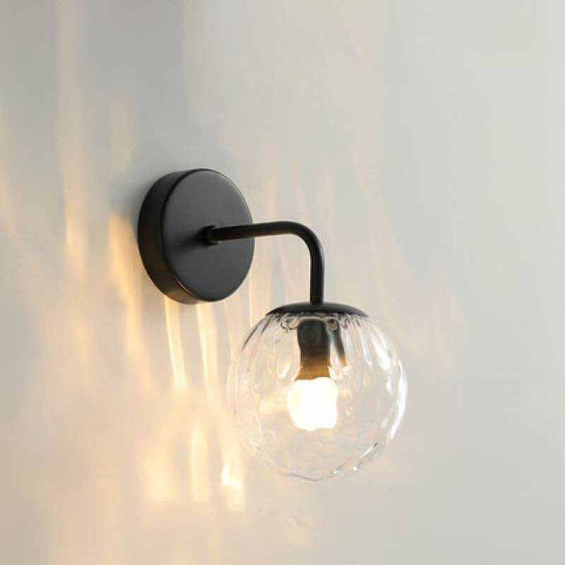 Metal 1-Light Wall Lamp in Modern Style Globe Glass Wall Light for Bedroom