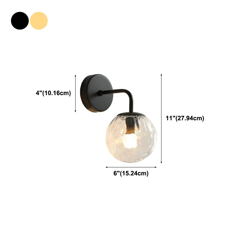 Metal 1-Light Wall Lamp in Modern Style Globe Glass Wall Light for Bedroom