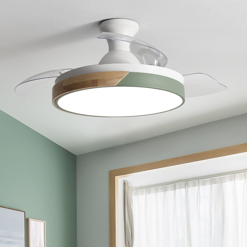 Round Metal Ceiling Fan Light Kids Style 1-Light Ceiling Fan Lamp for Living Room