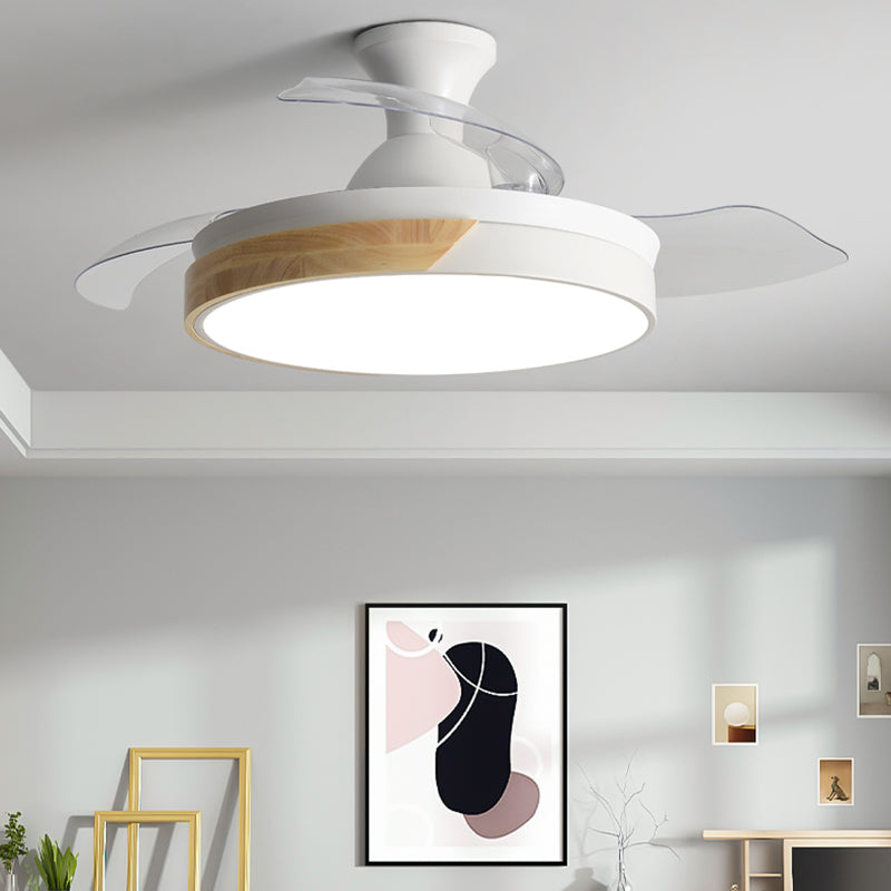 Round Metal Ceiling Fan Light Kids Style 1-Light Ceiling Fan Lamp for Living Room