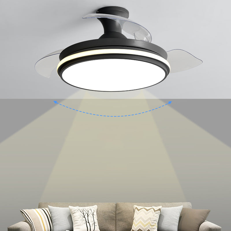 Round Metal Ceiling Fan Lights Kids Style 2 Light Ceiling Fan Lamps for Living Room