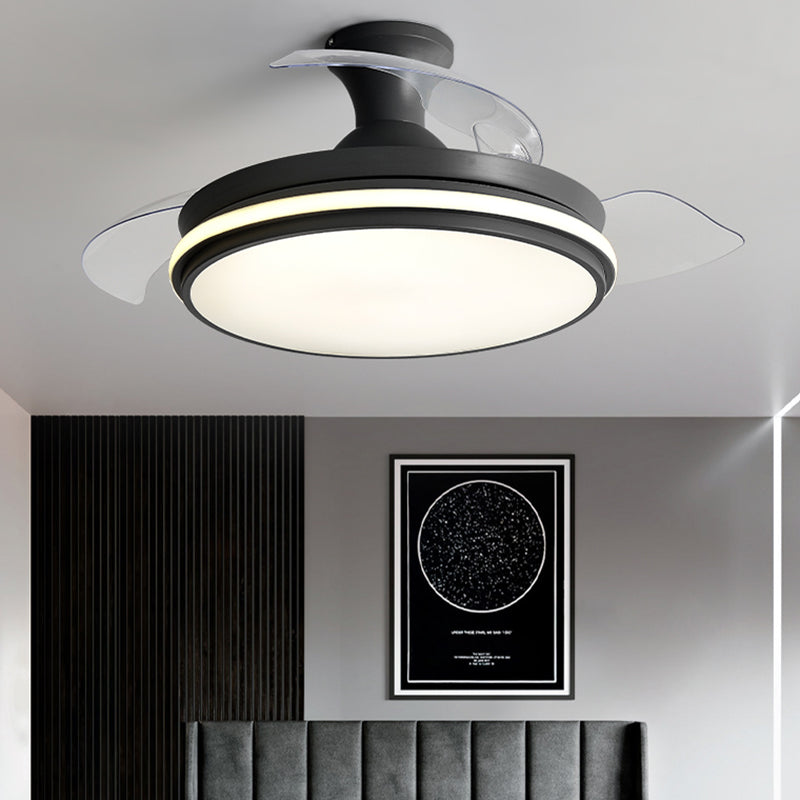 Round Metal Ceiling Fan Lights Kids Style 2 Light Ceiling Fan Lamps for Living Room