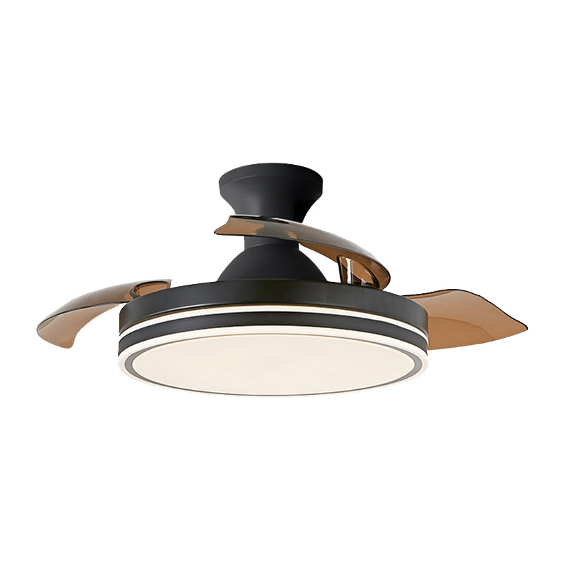 Round Ceiling Fan Light Kids Style Metal 1 Light Ceiling Fan Lamp for Living Room