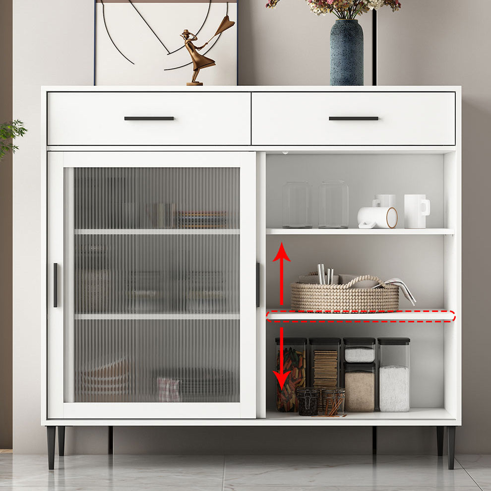 Adjustable Shelving Dining Server Modern Manufactured Wood Server with Sliding Doors